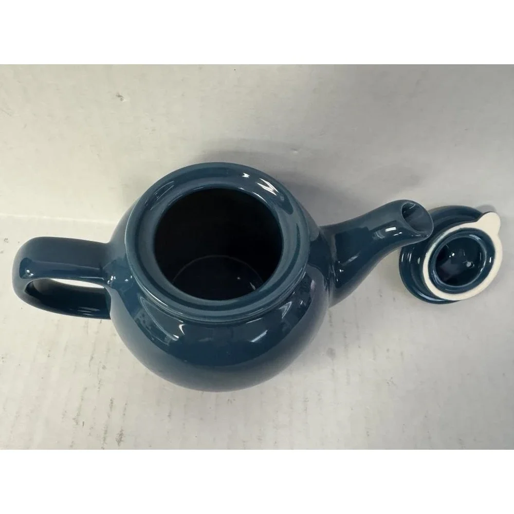 Deep‎ Teal Blue Ceramic Teapot Glossy Glazed Stoneware Tea Pot with Lid